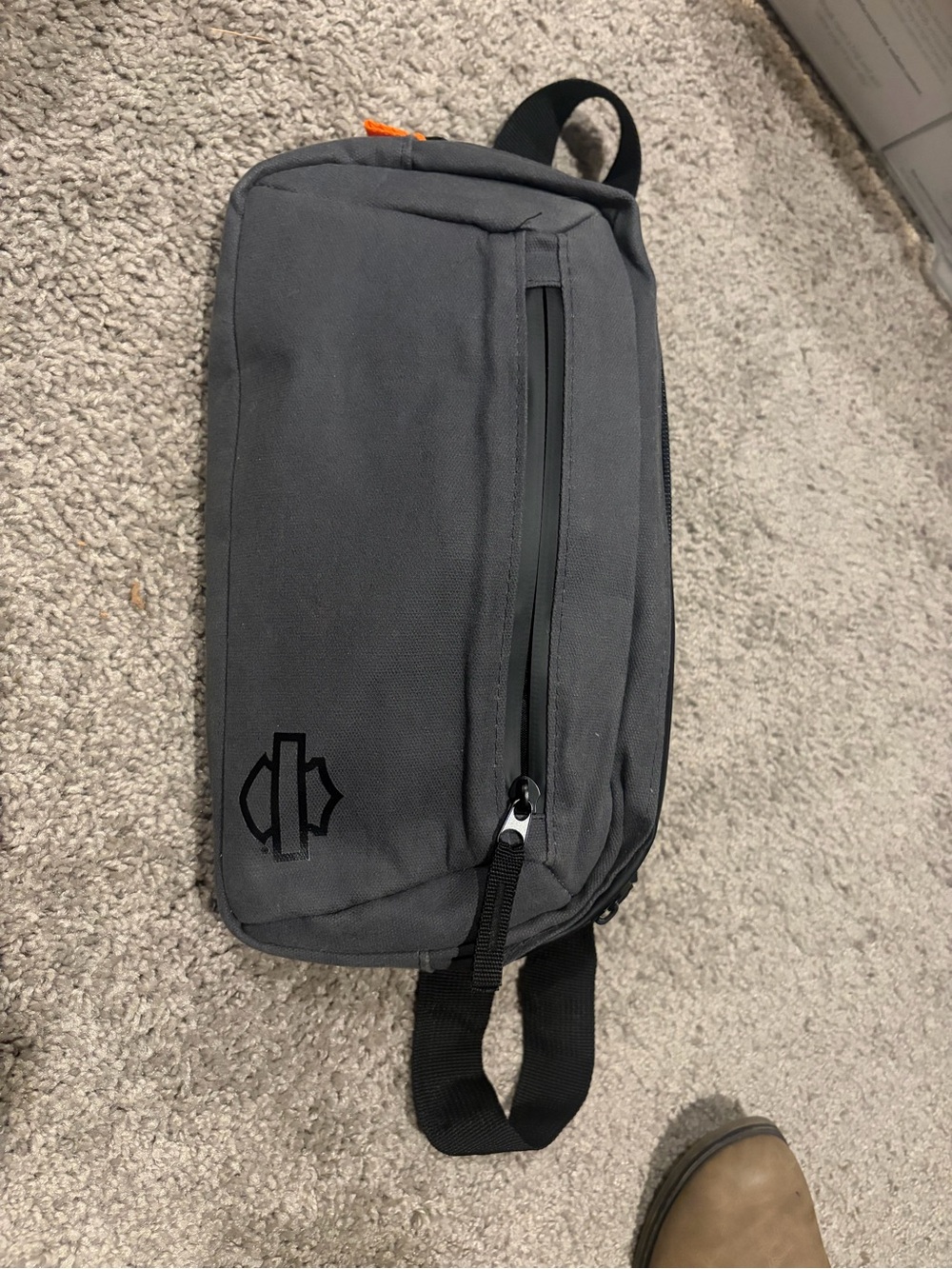 Harley-Davidson Gray Crossbody Sling Bag with Orange Accent
